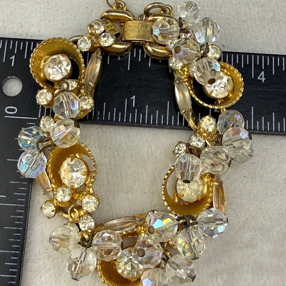 Vintage Juliana Rhinestone Bracelet Cha Cha Gold Tone 7" - Picture 8 of 11